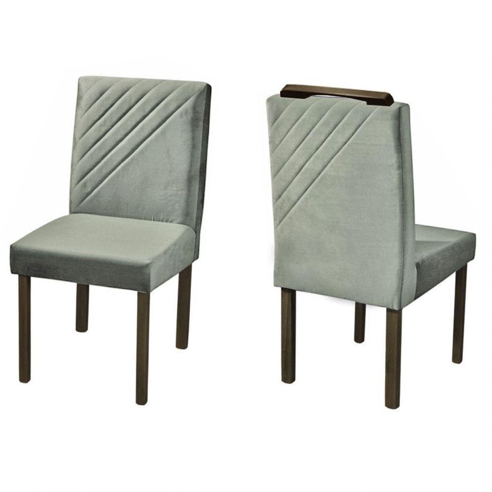 Conjunto Sala De Jantar Mesa Lisy E 4 Cadeiras Veludo Móveis Mundial Castanho/offwhite/cinza - 5