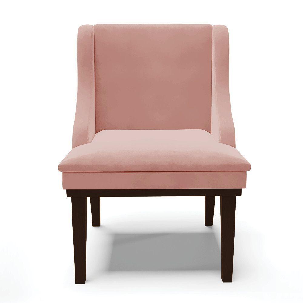 Kit 08 Cadeiras Liz Veludo Base Fixa Madeira TabacoRose - 8