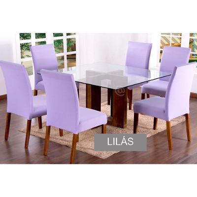 Capas Para Cadeiras De Jantar 04 Peças Em Malha Gel Lisa - Lilás