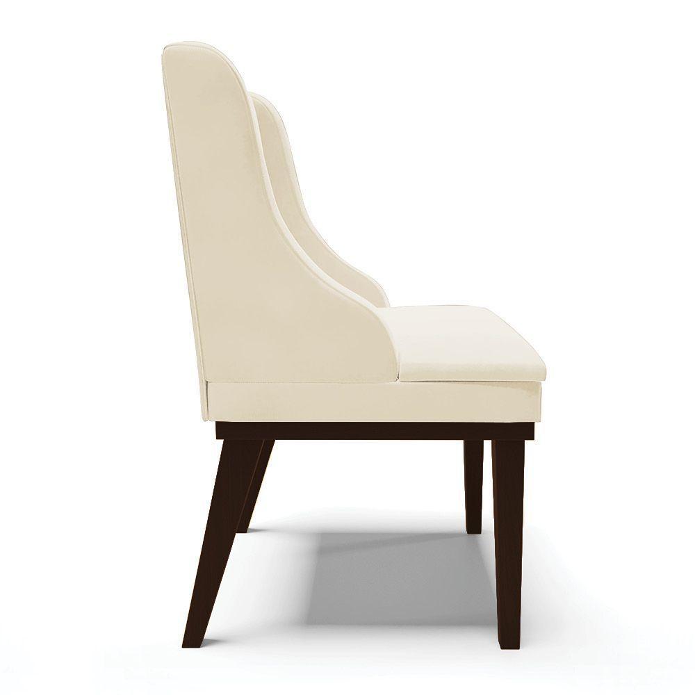 Kit 06 Cadeiras Liz Veludo Base Fixa Madeira MarromBege - 6