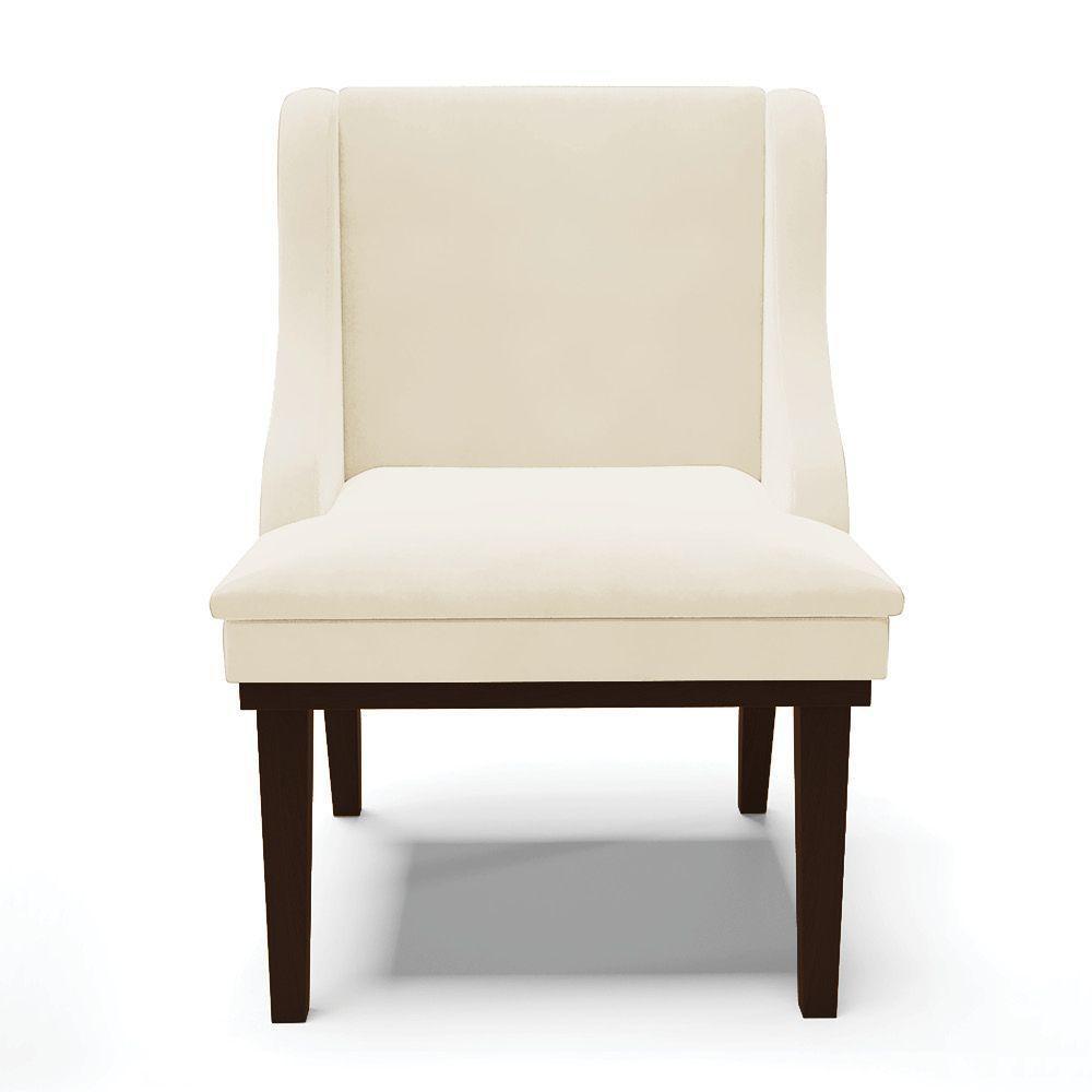 Kit 06 Cadeiras Liz Veludo Base Fixa Madeira MarromBege - 7