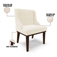 Kit 06 Cadeiras Liz Veludo Base Fixa Madeira MarromBege