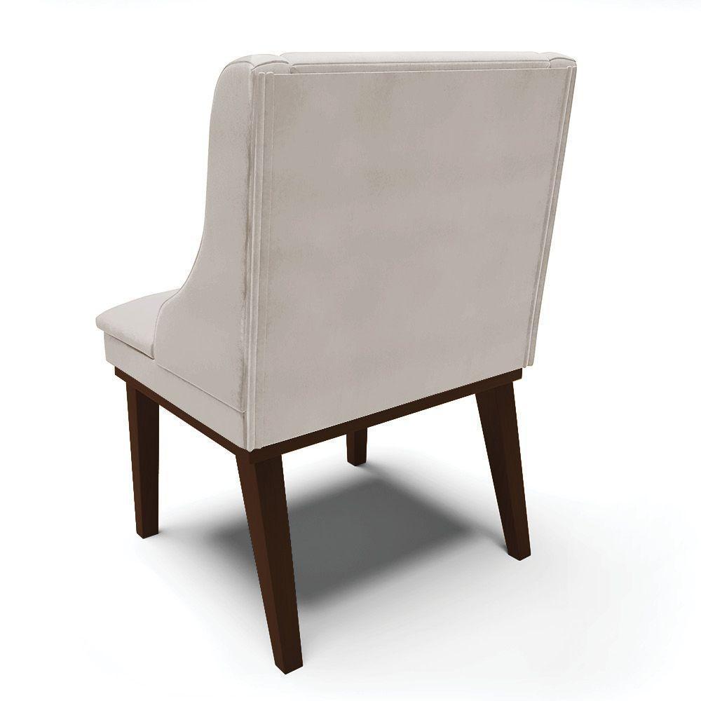 Kit 06 Cadeiras Liz Veludo Cinza Base Fixa Madeira Marrom - - 5