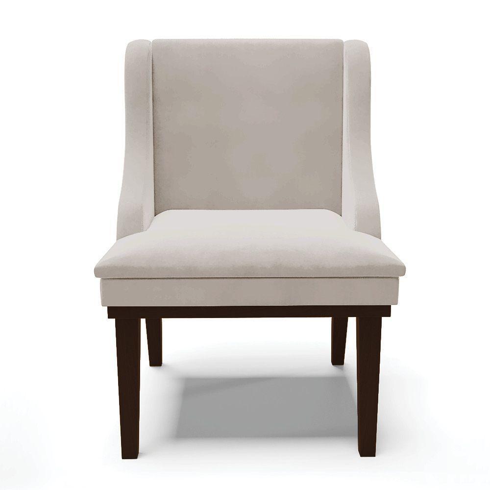 Kit 06 Cadeiras Liz Veludo Cinza Base Fixa Madeira Marrom - - 7