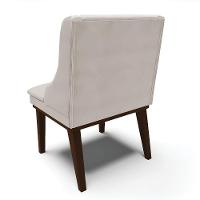 Kit 06 Cadeiras Liz Veludo Cinza Base Fixa Madeira Marrom - - 5