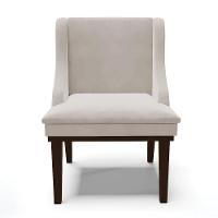 Kit 06 Cadeiras Liz Veludo Cinza Base Fixa Madeira Marrom - - 7