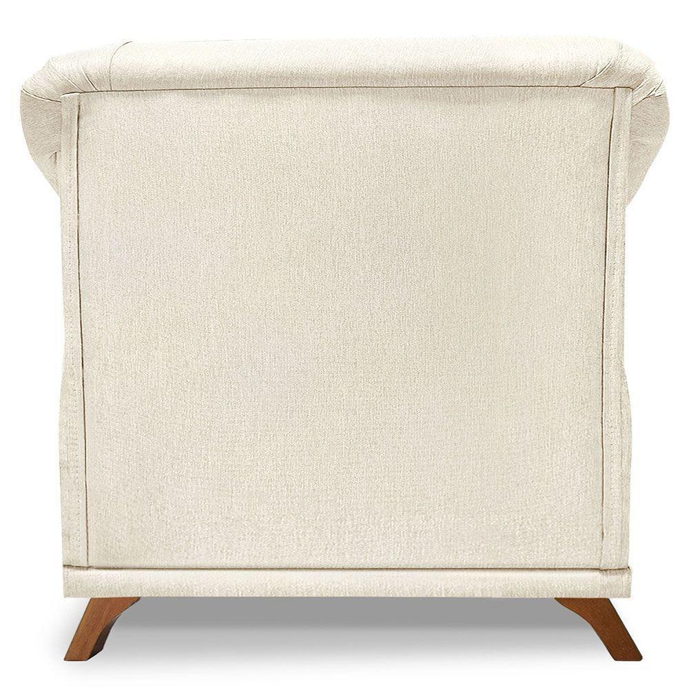 Kit 2 Poltronas Sala De Estar Linho Pés Castanho Natural - 5