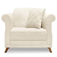 Kit 2 Poltronas Sala De Estar Linho Pés Castanho Natural - 6