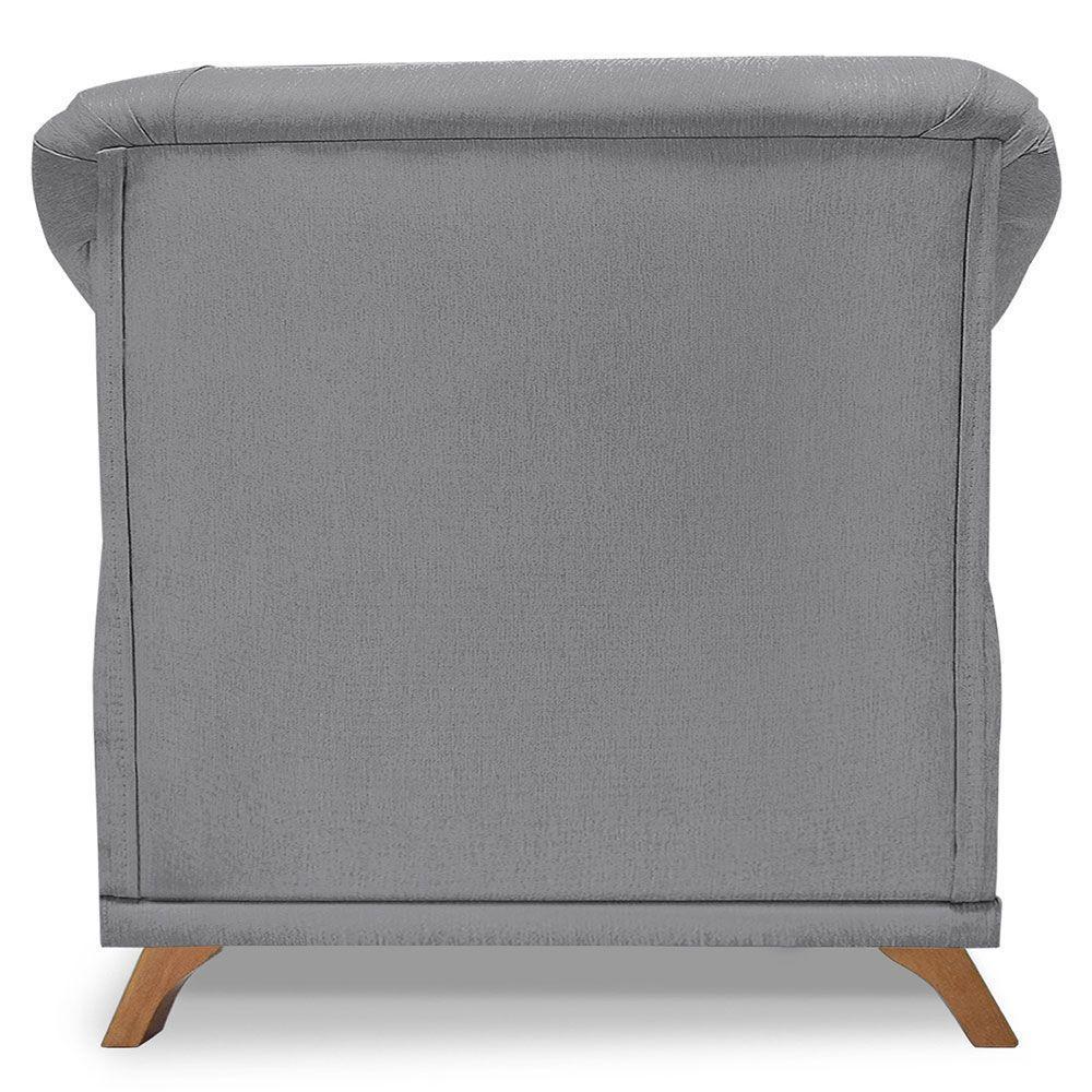 Kit 2 Poltronas Sala De Estar Linho Pés Castanho Grafite - 5