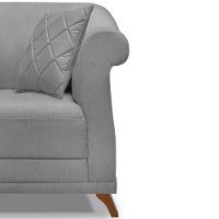 Kit 2 Poltronas Sala De Estar Linho Pés Castanho Grafite