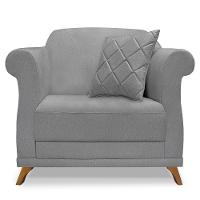 Kit 2 Poltronas Sala De Estar Linho Pés Castanho Grafite - 6