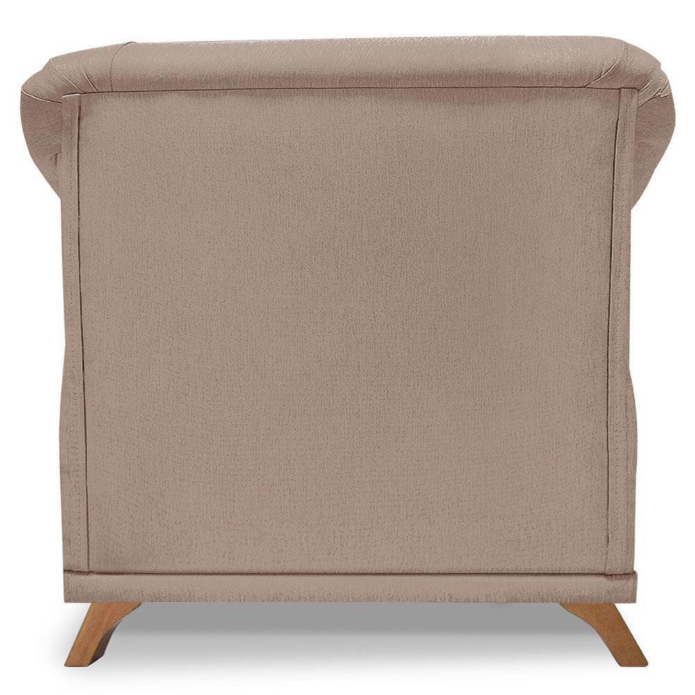 Kit 2 Poltronas Para Sala De Estar Linho Areia Pés Castanho - 4