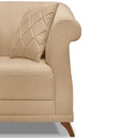 Kit 2 Poltronas Sala De Estar Linho Pés Castanho Dourado - 5