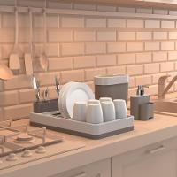 Escorredor De Louças Flat 42 X 26 X 10 Cm Warm Gray E Light Gray Coza - 2