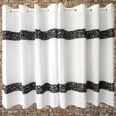 Cortina Barrado Oxford 2,00x1,20m Varão Simples Preto Branco