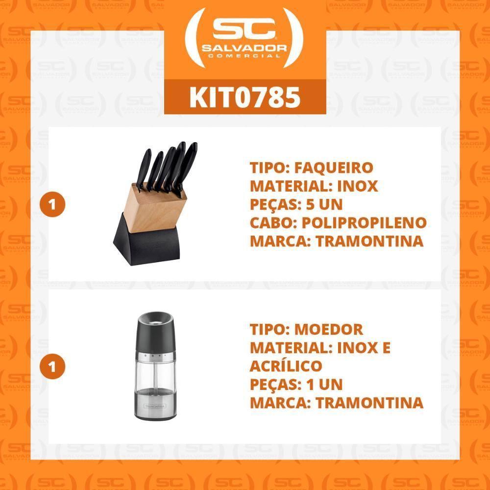 Kit - Faqueiro Plenus 6 Peças + 1 Moedor De Sal Ou Pimenta Realce Em Acrílico E Inox - Tramontina - 4