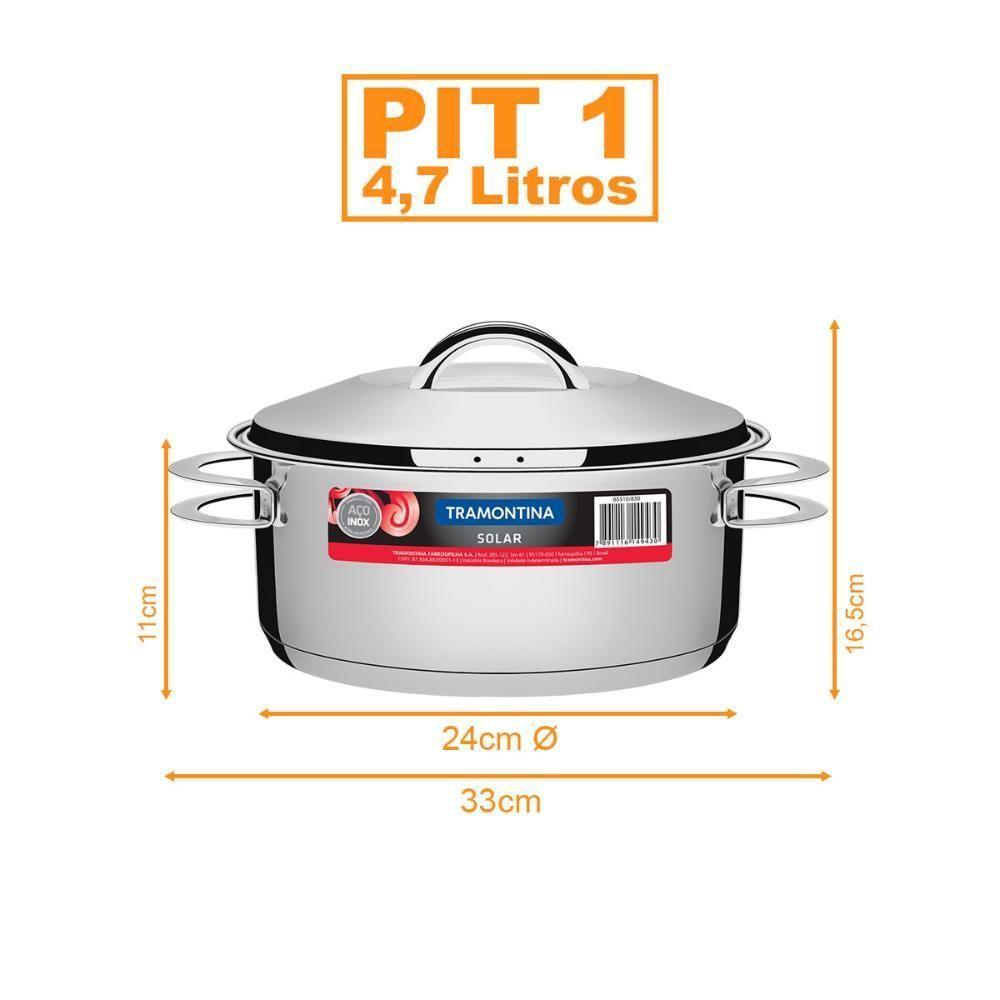 Kit - Faqueiro Plenus 6 Peças + 1 Panela Inox Solar 4,7 Lts Solar Pit1 - Tramontina - 5