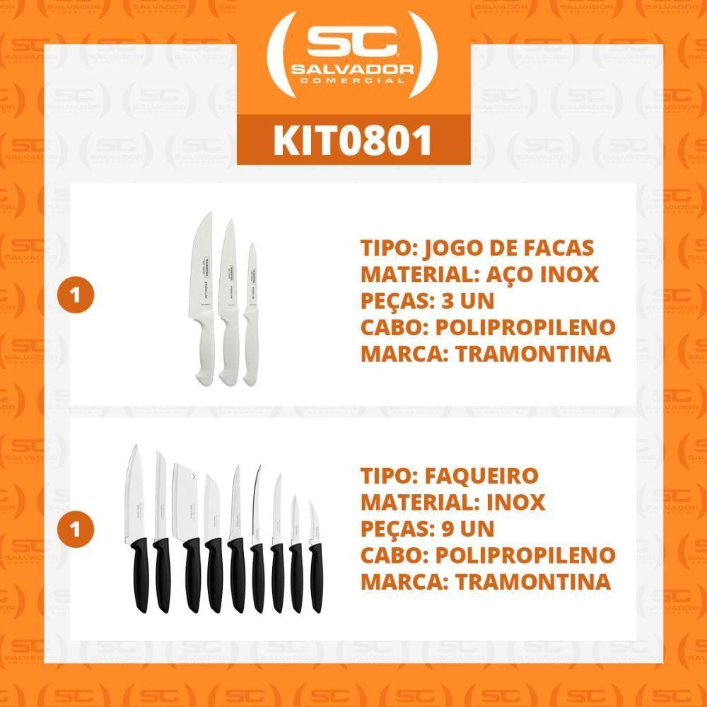 Kit - Faqueiro Premium 3 Peças + 1 Faqueiro 9 Peças Plenus Preto - Tramontina - 5