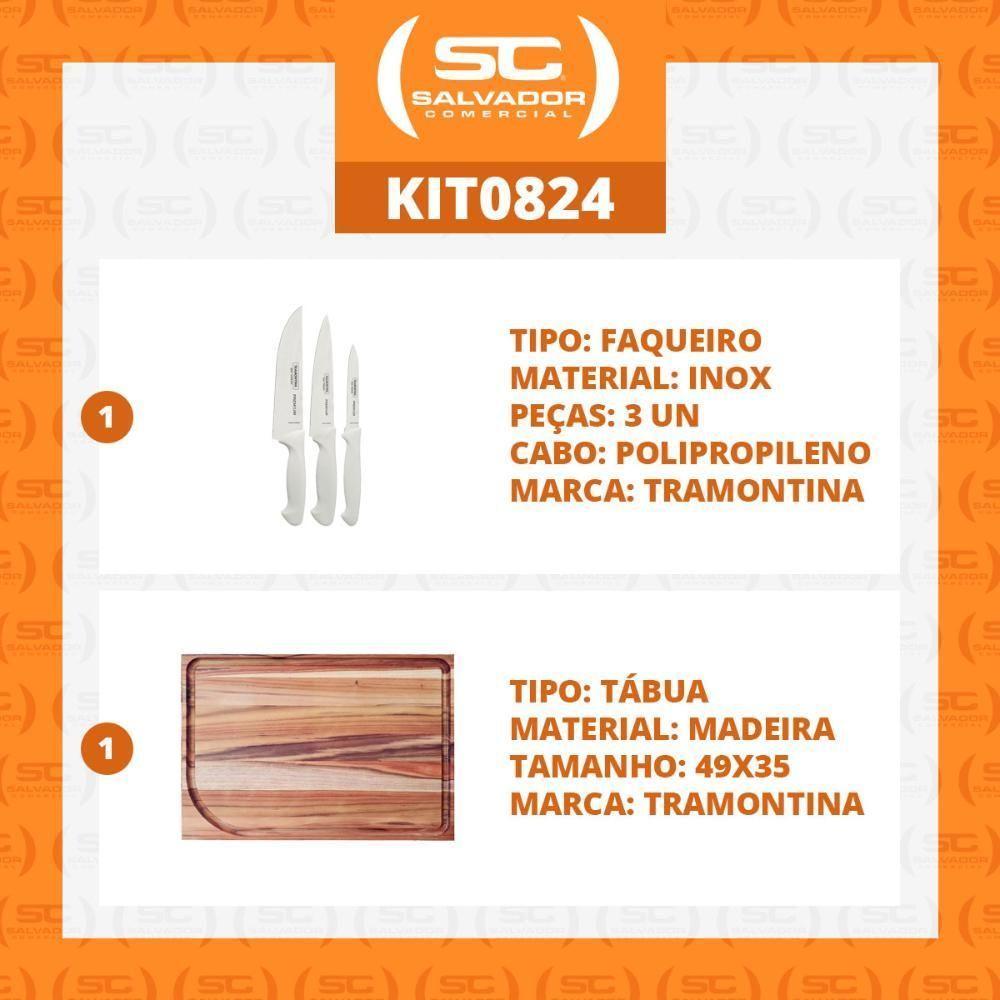 Kit - Faqueiro Premium 3 Peças + 1 Tábua Para Churrasco 49x35 - Tramontina - 4