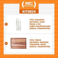 Kit - Faqueiro Premium 3 Peças + 1 Tábua Para Churrasco 49x35 - Tramontina