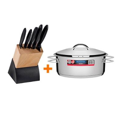 Kit - Faqueiro Plenus 6 Peças + 1 Panela Inox Solar 7,1 Lts Solar Pit3 - Tramontina