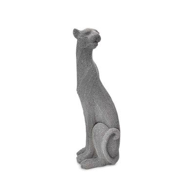 Escultura Pantera Em Poliresina Cinza 52x19x17cm