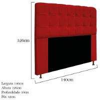 Kit Cabeceira Calçadeira Baú Estofada 140cm Casal Vermelho - 3