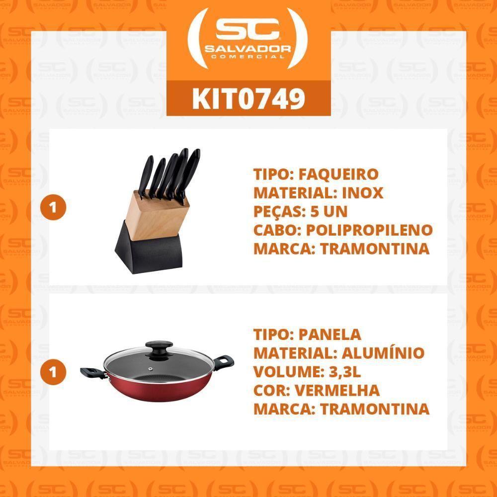 Kit - Faqueiro Plenus 6 Peças + 1 Panela Wok 28cm Vermelha - Tramontina - 7