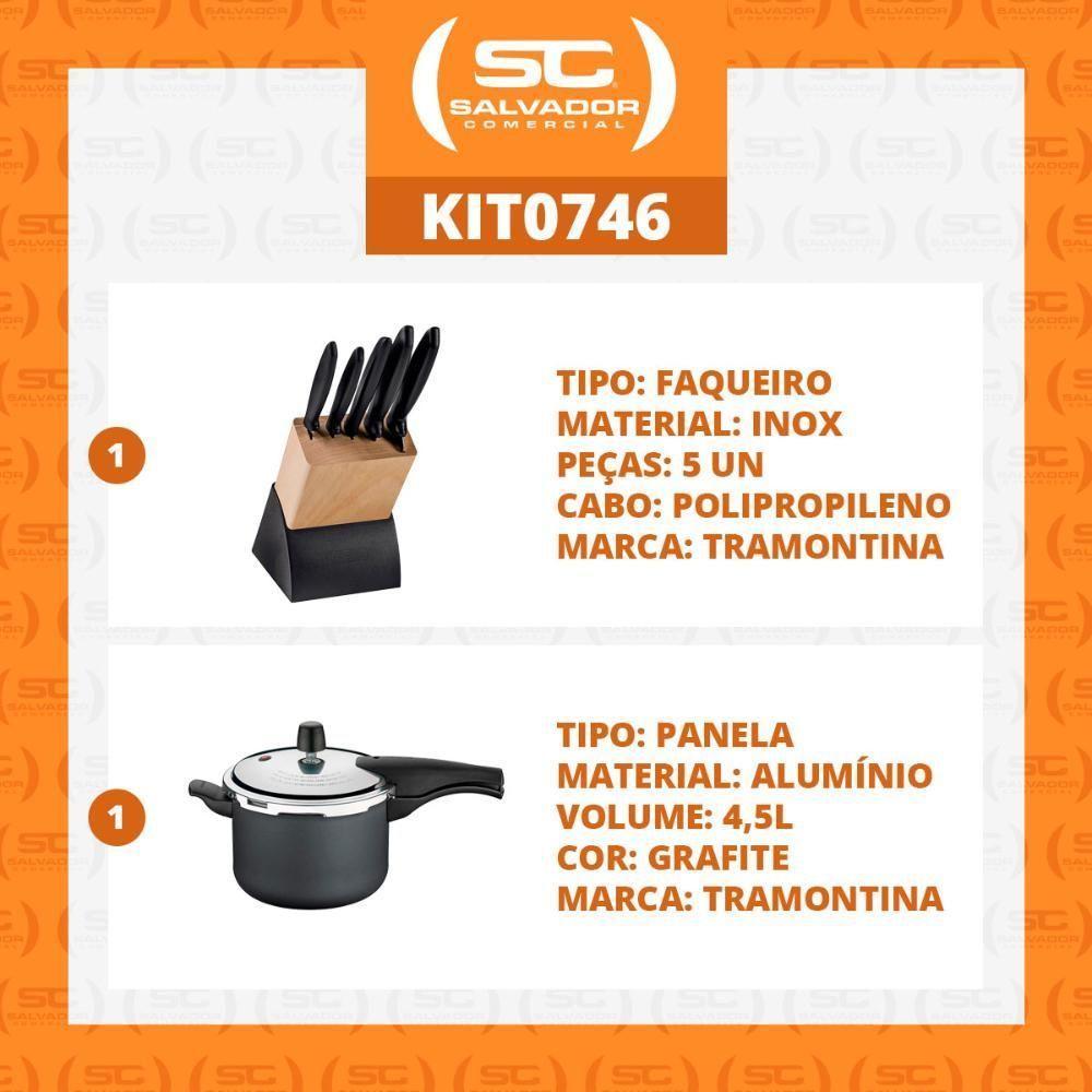Kit - Faqueiro Plenus 6 Peças + Panela De Pressão 4,5 Vancouver Grafite - Tramontina - 4