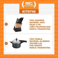 Kit - Faqueiro Plenus 6 Peças + Panela De Pressão 4,5 Vancouver Grafite - Tramontina