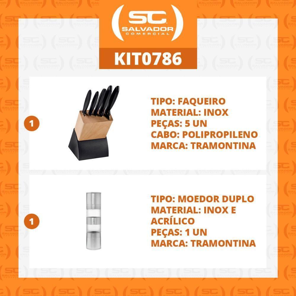 Kit - Faqueiro Plenus 6 Peças + 1 Moedor De Sal Ou Pimenta Duplo Em Acrílico E Inox - Tramontina - 3