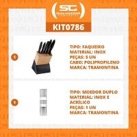 Kit - Faqueiro Plenus 6 Peças + 1 Moedor De Sal Ou Pimenta Duplo Em Acrílico E Inox - Tramontina - 3