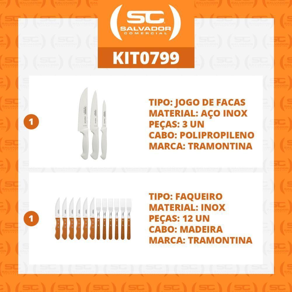 Kit - Faqueiro Premium 3 Peças + 1 Jogo De Churrasco 12 Peças Dynamic - Tramontina - 3