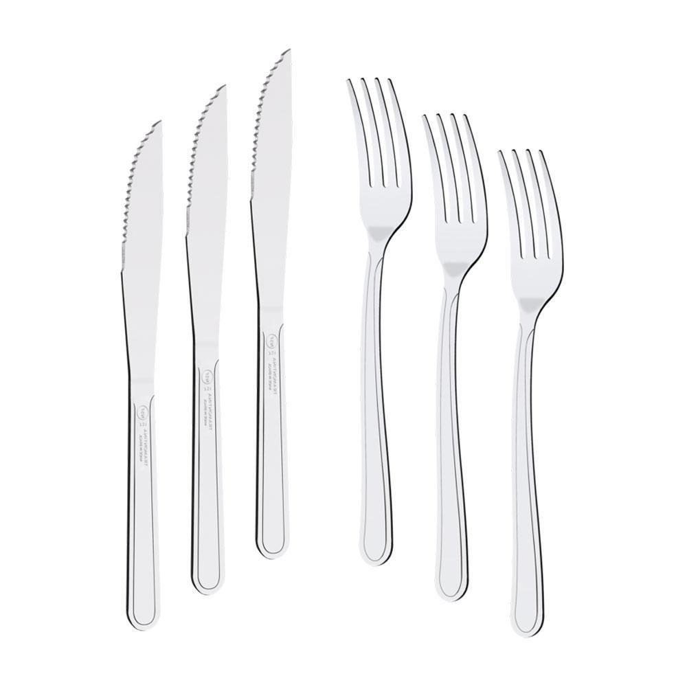 Kit - Jogo De Faca E Garfo Buzios 96 Peças Em Aço Inox Ibag - Tramontina - 1