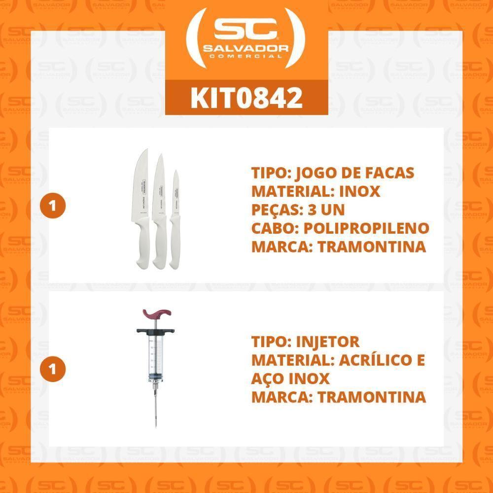 Kit - Faqueiro Premium 3 Peças + 1 Injetor De Temperos Para Churrasco - Tramontina - 2