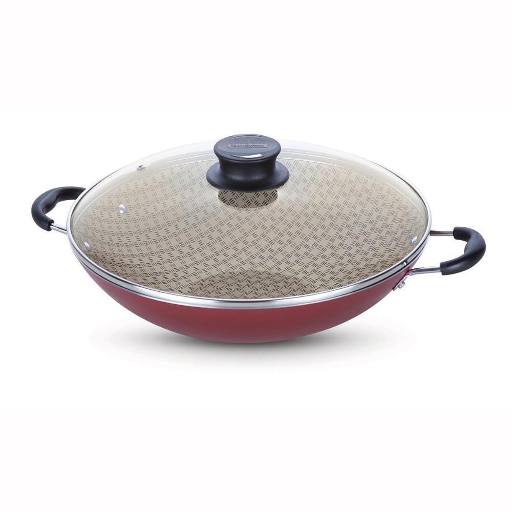 Kit - Faqueiro Plenus 6 Peças + 1 Panela Wok 36cm Vermelha - Tramontina - 6