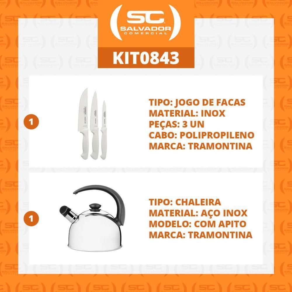 Kit - Faqueiro Premium 3 Peças + 1 Chaleira Em Aço Inox 2,1l Com Apito - Tramontina - 2