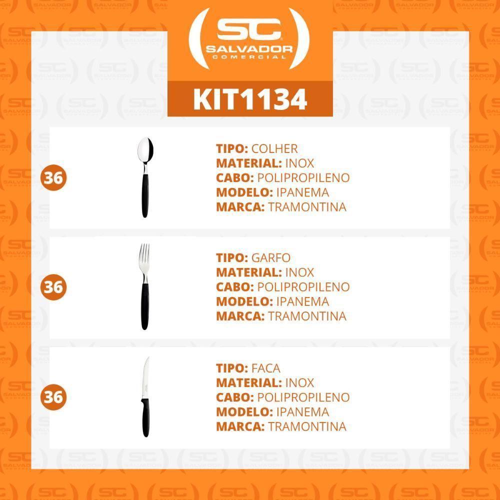 Kit - Jogo De Facas, Garfos E Colheres Ipanema 108 Peças Em Aço Inox Cabo Preto Ptop - Tramontina - 2