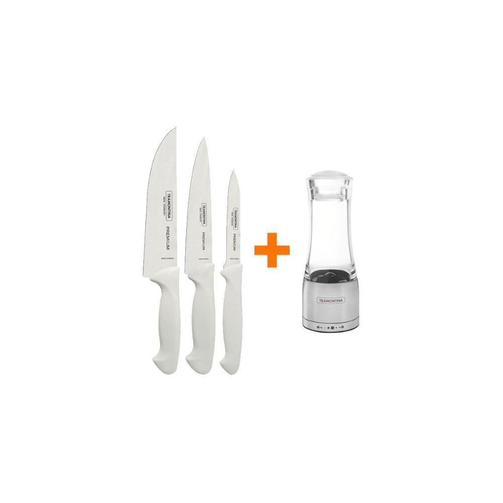 Kit - Faqueiro Premium 3 Peças + 1 Moedor De Sal Ou Pimenta Em Acrílico E Inox - Tramontina - 1