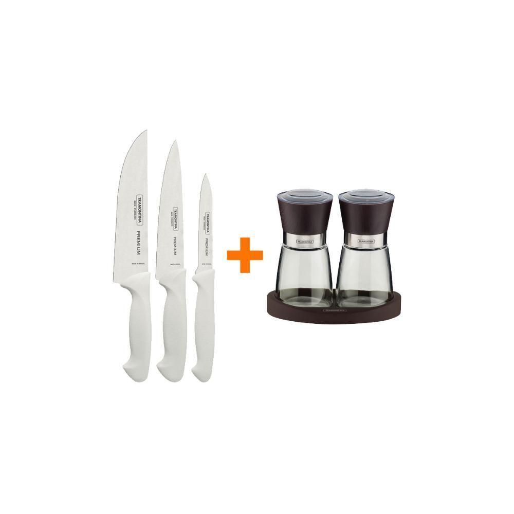 Kit - Faqueiro Premium 3 Peças + 1 Moedor De Sal E Pimenta Em Cerâmica E Vidro - Tramontina - 1
