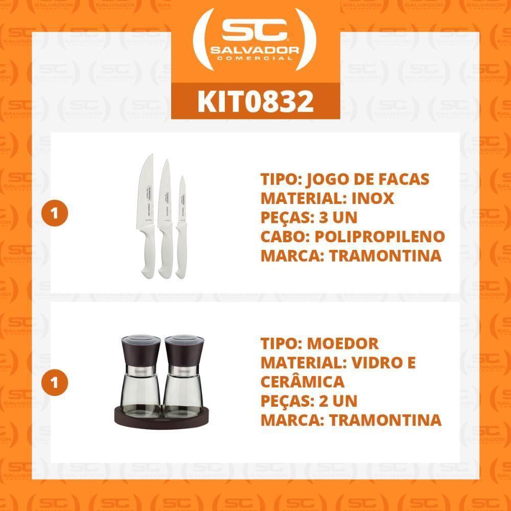 Kit - Faqueiro Premium 3 Peças + 1 Moedor De Sal E Pimenta Em Cerâmica E Vidro - Tramontina - 2