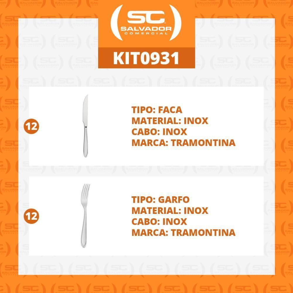 Kit - Jogo De Faca E Garfo Luxo Laguna 24 Peças Em Aço Inox Itop - Tramontina - 4