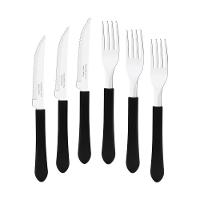 Kit - Jogo De Facas E Garfo Leme 120 Peças Em Aço Inox Cabo Preto Pbag - Tramontina - 1