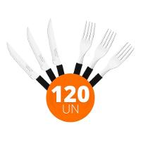 Kit - Jogo De Facas E Garfo Leme 120 Peças Em Aço Inox Cabo Preto Pbag - Tramontina - 9