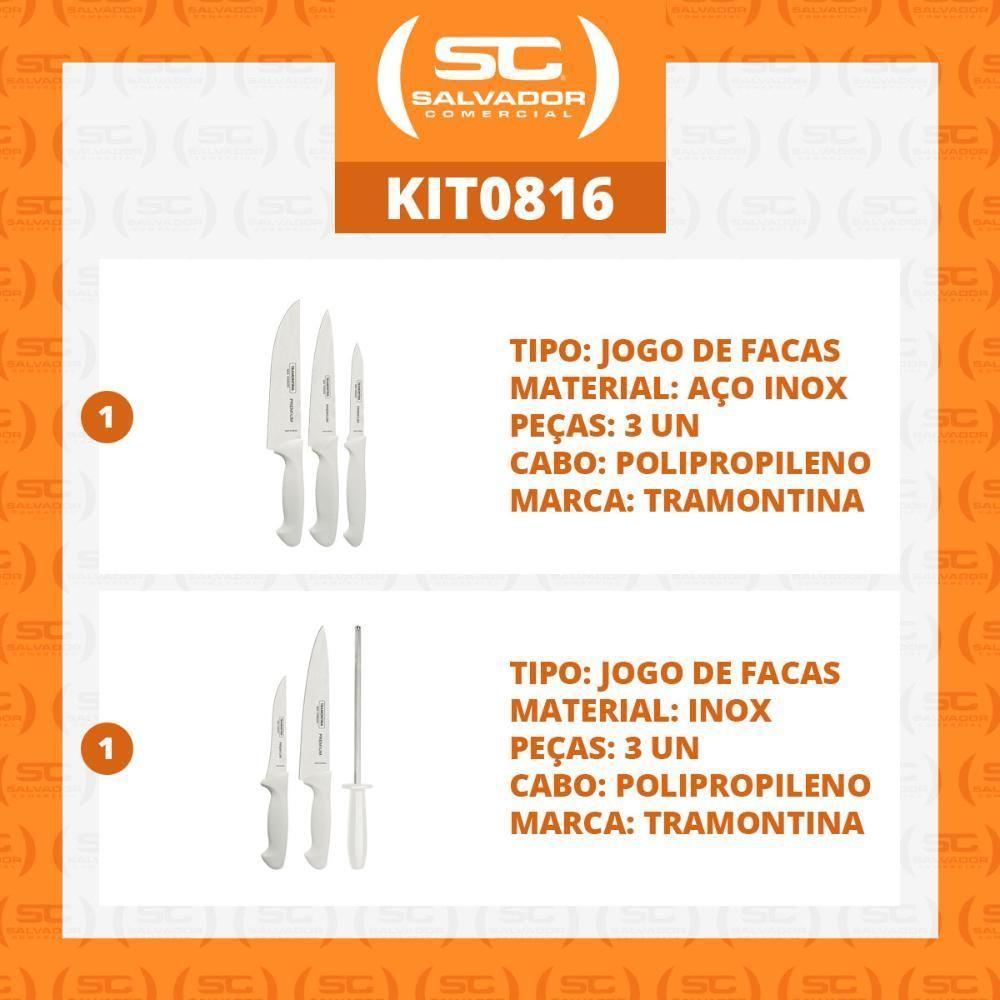 Kit - Faqueiro Premium 3 Peças + 1 Jogo De Facas Com Chaira Premium 3 Peças - Tramontina - 2