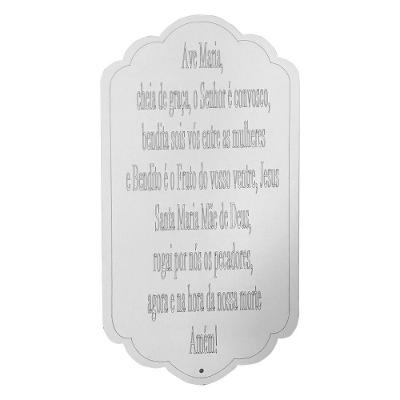 Placa Decorativa Oração Ave Maria Mdf 30x15,5cm Branco