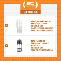 Kit - Faqueiro Premium 3 Peças + 1 Moedor De Sal Ou Pimenta Realce Em Acrílico E Inox - Tramontina - 7