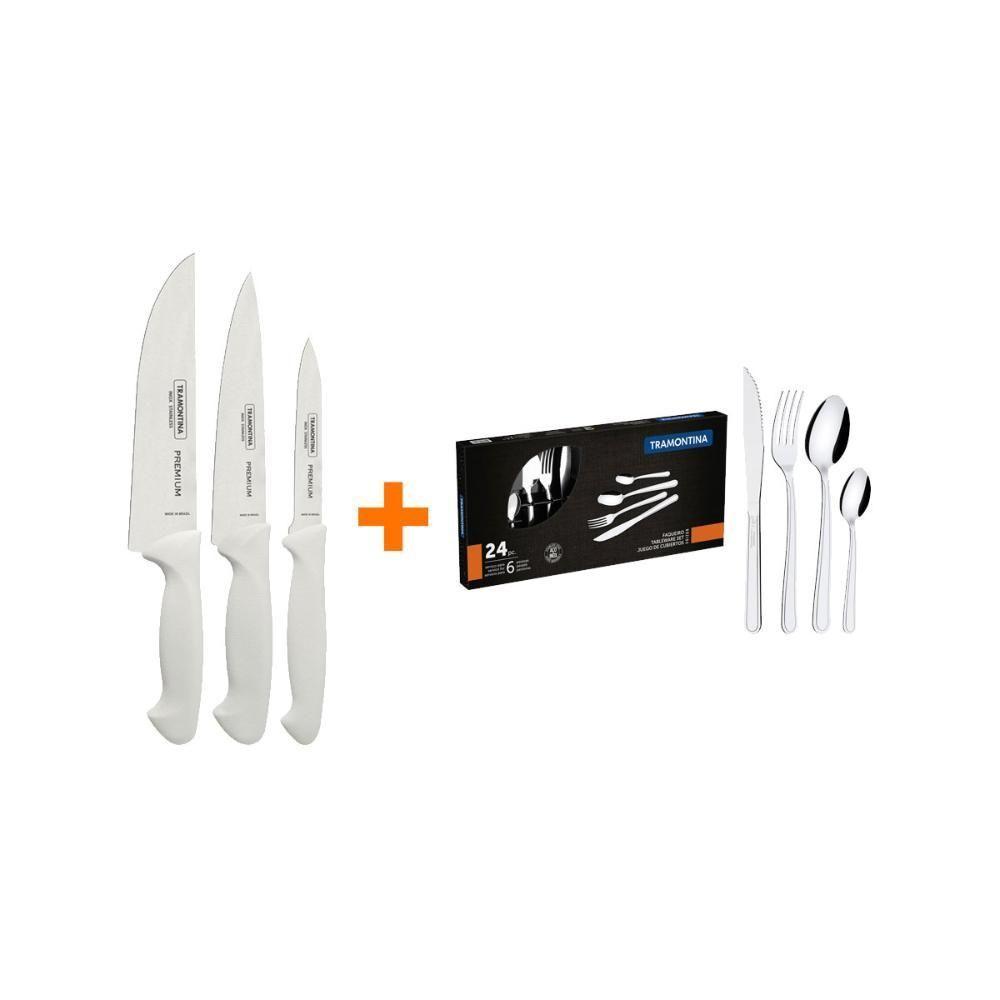 Kit - Faqueiro Premium 3 Peças + 1 Faqueiro 24 Peças Búzios Inox - Tramontina - 1