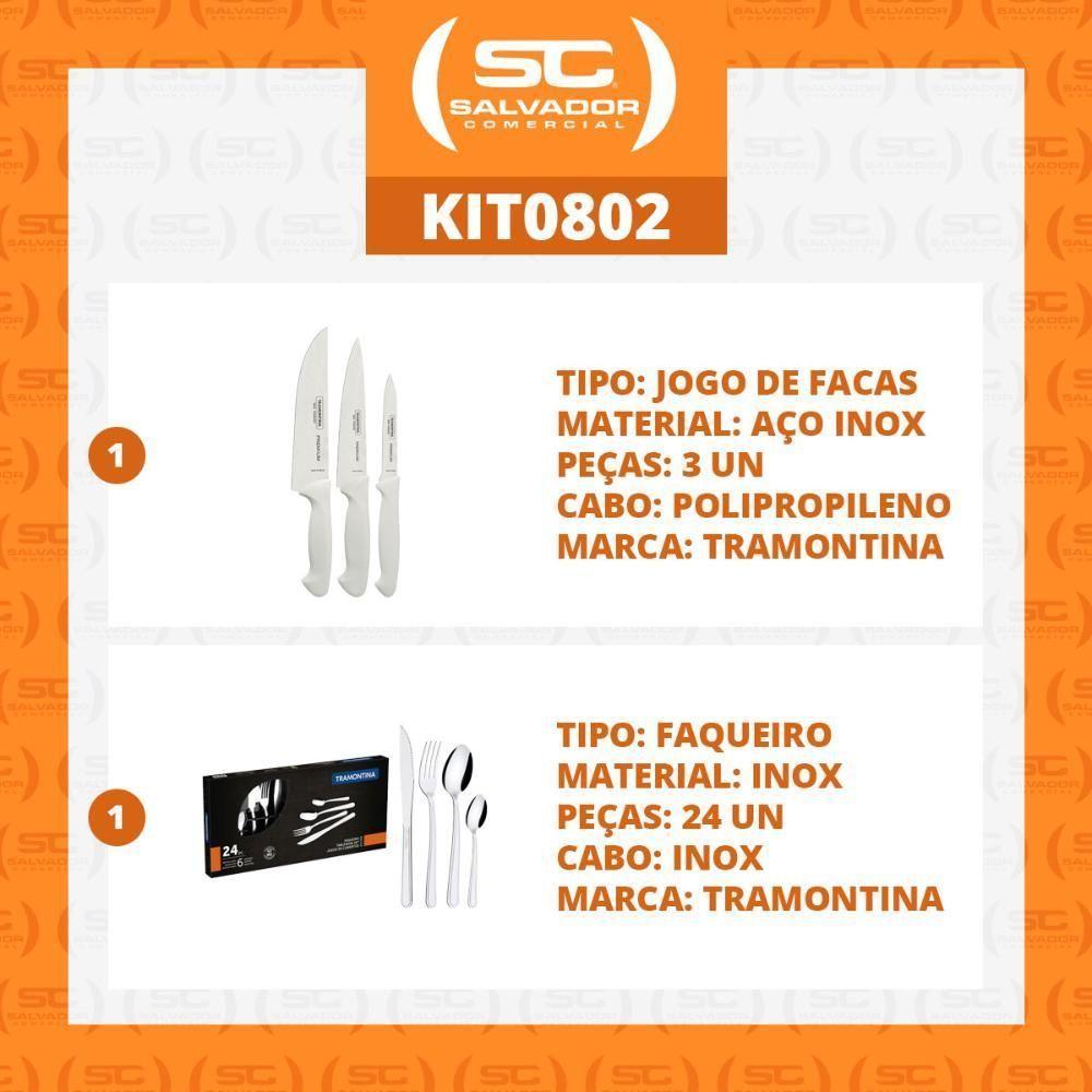 Kit - Faqueiro Premium 3 Peças + 1 Faqueiro 24 Peças Búzios Inox - Tramontina - 6