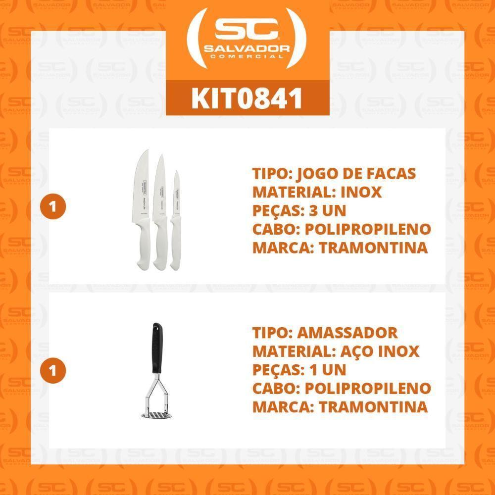 Kit - Faqueiro Premium 3 Peças + 1 Amassador De Batata E Feijão - Tramontina - 2